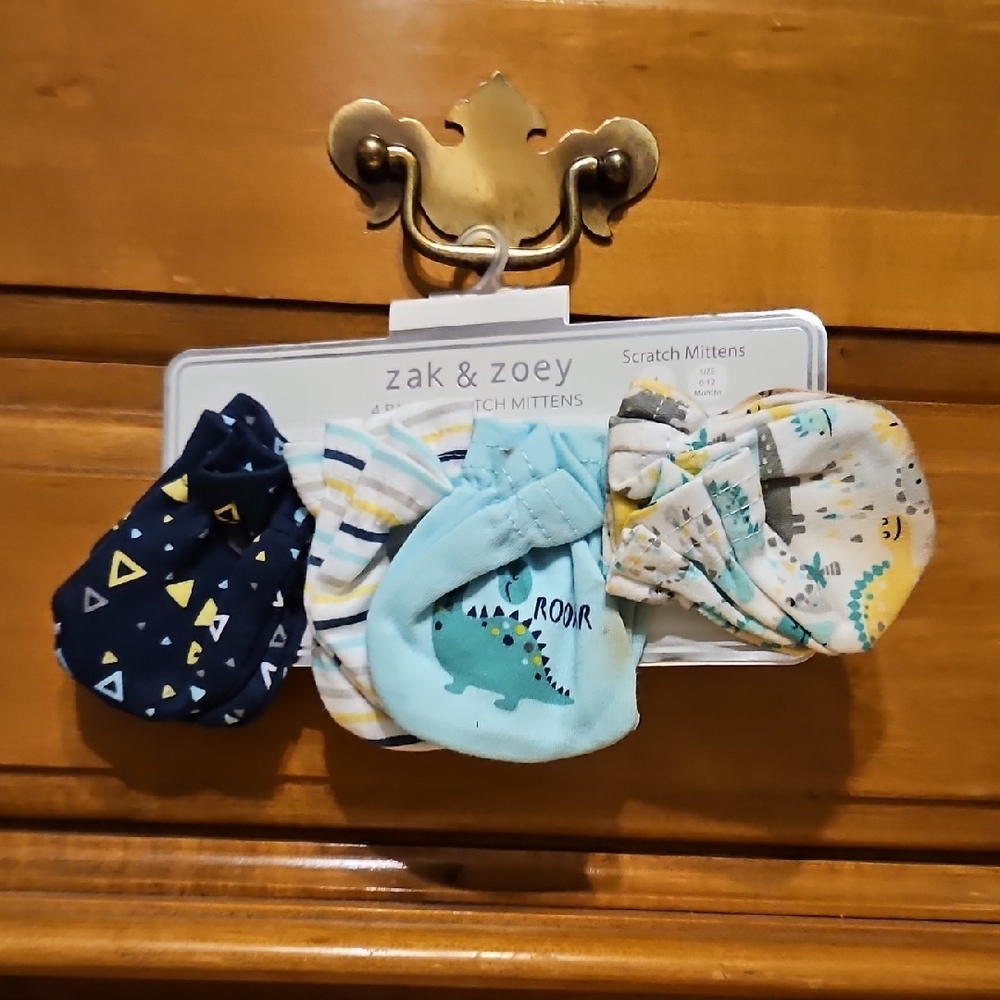 Zack & Zoey Dino and Stripes Baby Mittens